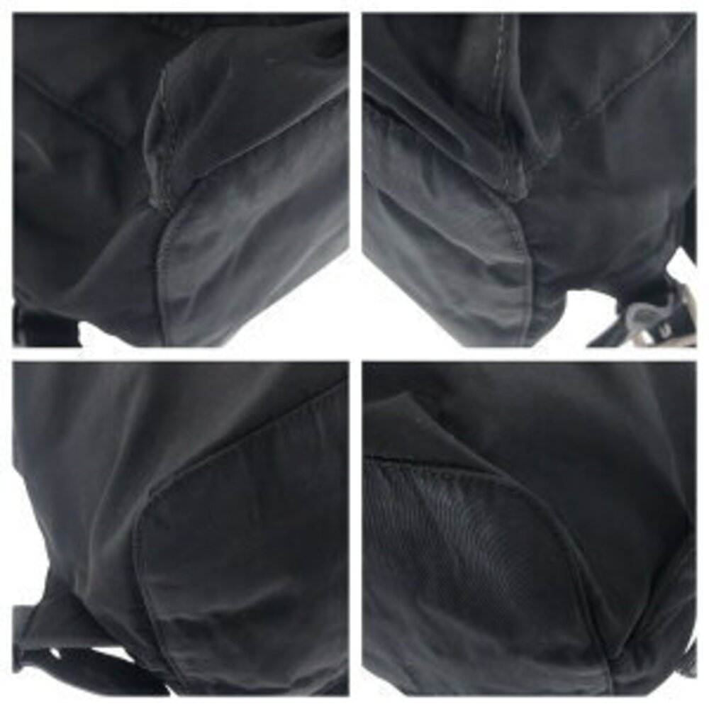 Prada daypack logo black nylon triangular leather plate Tessuto backpack - Picture 3 of 10